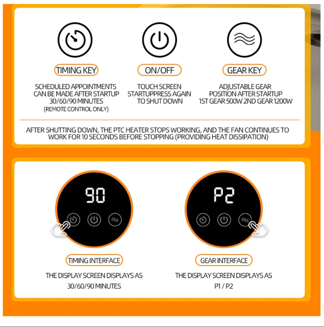 Portable Ceramic Space Heater with Remote