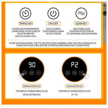 1200W Portable Electric Heater for Home & Office, 220V Desktop Fan Heater, Fast Room Warmer for Winter