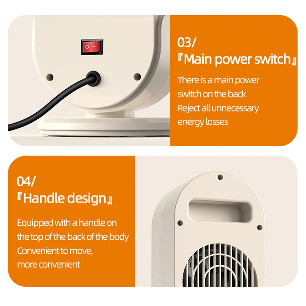 1200W Portable Electric Heater for Home & Office, 220V Desktop Fan Heater, Fast Room Warmer for Winter